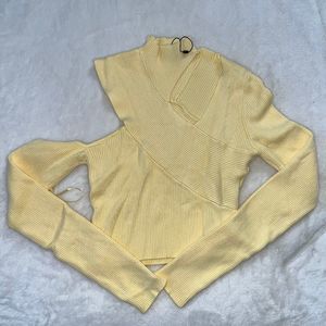 Missguided yellow cutout cropped sweater